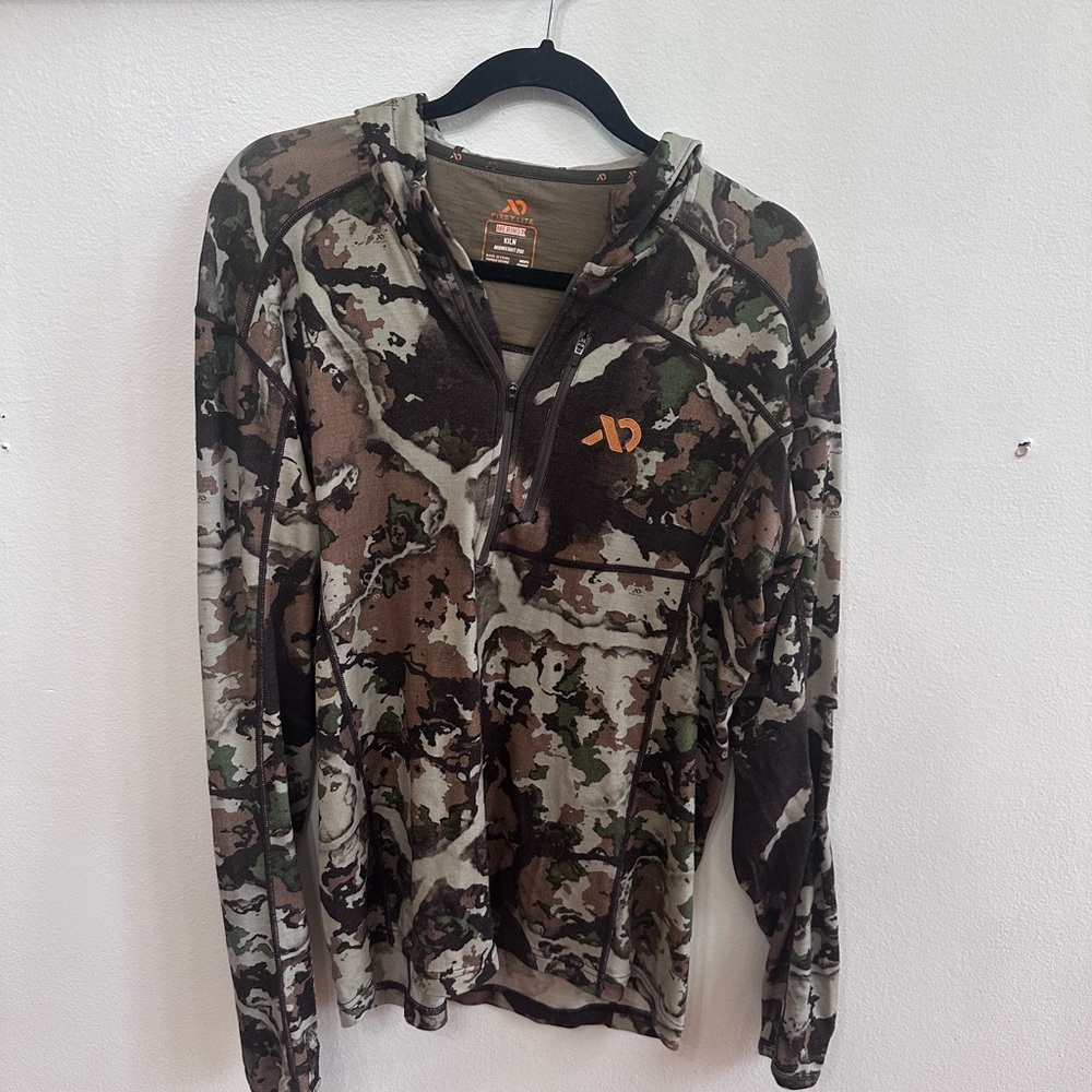 First Lite Camo Hooded, Zip Pullover with Logo
